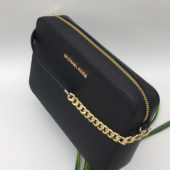 MICHAEL KORS JET SET ITEM LG EW CROSSBODY BLACK GOLD - Picture 4 of 8